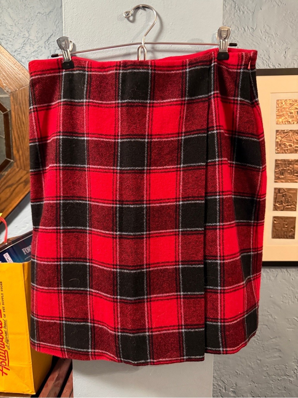 Talbots Red and Black Plaid Wrap Style Skirt